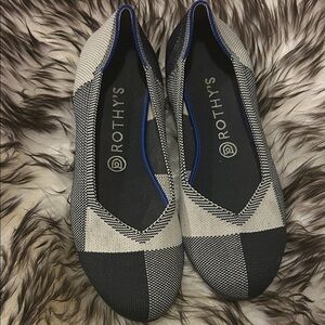 Rothy's Black and Gray Checkered Flats